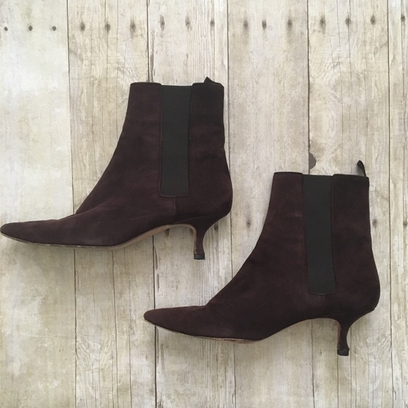 MANOLO BLAHNIK Brown Suede Stiletto Ankle Booties - Picture 3 of 8
